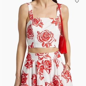 MILLY - Floral Embroidered Women's Top - Red and White - Brand New! Size Small